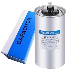 BEIEBIJOB 45+5 MFD 45/5 uF ±5% 370V or 440V CBB65 Dual Run AC Capacitor, Round Capacitor for Air Conditioner, AC Motor, Fan Start, Condenser, Heat Pump & HVAC Systems