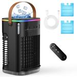 AIRTHRYL 5 IN 1 Small Portable Air Conditioners, 2025 Upgraded Portable AC Unit, 3 Speeds, 2 Ice Packs, 5400mAh Battery, 1200ML Water Tank, 7H Smart Timer, Remote Control, Office Bedroom, Car, Small