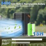 AIRTHRYL 5 IN 1 Small Portable Air Conditioners, 2025 Upgraded Portable AC Unit, 3 Speeds, 2 Ice Packs, 5400mAh Battery, 1200ML Water Tank, 7H Smart Timer, Remote Control, Office Bedroom, Car, Small