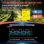 COSTWAY 9000BTU Mini Split Air Conditioner& Heater, 19 SEER2 115V Wall-Mounted Ductless AC Unit Cools Rooms up to 450 Sq. Ft, Energy Efficient Inverter AC with Heat Pump (Blast Series)