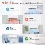 COSTWAY 9000BTU Mini Split Air Conditioner& Heater, 19 SEER2 115V Wall-Mounted Ductless AC Unit Cools Rooms up to 450 Sq. Ft, Energy Efficient Inverter AC with Heat Pump (Blast Series)