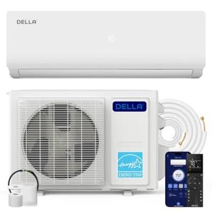 DELLA Vario Series 9000 BTU Mini Split Air Conditioner, Work with Alexa, 19 SEER2, Energy Star, Cools Up to 400 Sq.Ft, Ductless Inverter System, Heat Pump Pre-Charged and 16.4ft Installation Kits