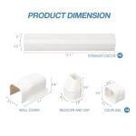 3" W 7.5Ft L Line Set Cover Kit for Mini Split Air Conditioners Decorative PVC Slim Line Cover for Central AC & Heat Pumps Systems Tubing Cover