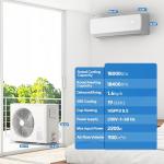Nexaro 18000BTU Mini Split Air Conditioner Heat Pump, 19 SEER2 Inverter Compressor AC Unit Cools Rooms up to 1250 Sq. Ft, 230V Ductless Split AC with Pre-Charged Condenser & Installation Kit