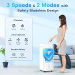 MYICY 3-IN-1 Windowless Air Conditioner w/Double Tanks, Smart Timer, 3 Ice Packs, 60W Evaporative Air Cooler, 70° Oscillation, 3-Speed 25-INCH Swamp Cooler Air Conditioner Portable for Room