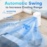 MYICY 3-IN-1 Windowless Air Conditioner w/Double Tanks, Smart Timer, 3 Ice Packs, 60W Evaporative Air Cooler, 70° Oscillation, 3-Speed 25-INCH Swamp Cooler Air Conditioner Portable for Room