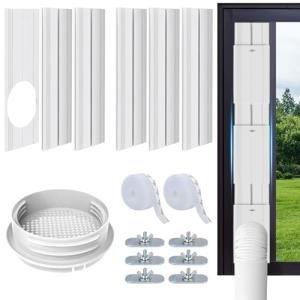Portable Air Conditioner Sliding Door Vent Kit with 4-in-1 Coupler Filter,Adjustable Sliding Door Ac Vent for 5.9” Exhaust Hose,Adjustable Ac Vent Kit for Sliding Door/Window Max length 90inches