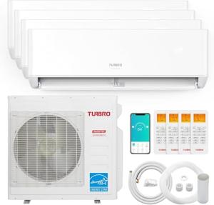 TURBRO 42,000 BTU 4 Zones Mini Split AC/Heating System, 22 SEER2, R454B, Ductless Multi Zones Inverter Mini Split Air Conditioner with Heat Pump, WiFi Enabled, Greenland (9K+9K+12K+12K), 230V