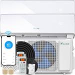 YITAHOME 22 SEER2 18K BTU 2 Zone Mini Split AC/Heating System, 9000 9000 BTU Dual Zone Mini Split Air Conditioner, Wifi Enabled 208-230V Ductless AC Cool Up to 800 Sq. Ft, Compatible with Alexa