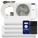 Della 45K BTU ODU Multi Zone Air Conditioner Quad 4 Zone (9K 9K 9K 18K) Mini Split 19 SEER2 208-230V Cools Up to 2200 Sq.Ft, Works with Alexa, Wifi Energy Efficient Pre-Charged Heat Pump Full Set