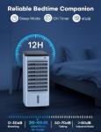 CENSTECH Evaporative Air Cooler, Swamp Cooler Air Conditioner w/ 12H Timer for Auto-off, 6 Upgraded Ice Packs, 3-Speed Windowless Air Conditioner, Smart Remote, Dual Tank Portable Air Cooler for Room