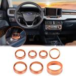 Aunginsy Center Control Knob Trim Cover Compatible with Ford Maverick 2022-2024 Air Conditioner Climate Gear Shift 4WD Engin Start Stop Headlight Volume Radio Control Switch Button Knob Ring Cover