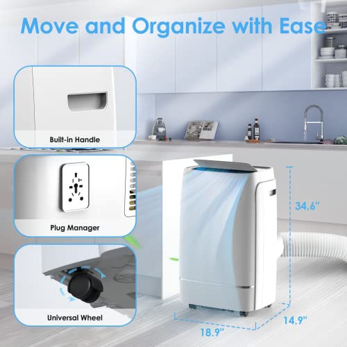 12000 BTU Portable Air Conditioner, Ultra Quiet 3-in-1