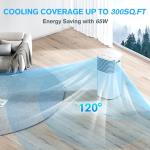 24" Windowless Portable Air Conditioner, 15H Timer & 120°Oscillation, 3-IN-1 Portable AC Unit with Remote, 2-Gal Tank, 3 Modes & 3 Speeds, Ultra-Quiet Ventless Swamp Cooler for Home Office, Chalky