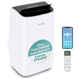 SereneLife 14000 BTU Portable Inverter Air Conditioner, 115V Smart Cooling & Heating with WiFi, Energy Efficient, For Bedrooms, Living Spaces & Offices, 650 Sq Ft Coverage, (White)