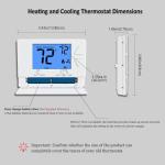 NonProgrammable Thermostat for House, Digital Energy-Saving Thermostat,Single-Stage Systems, 1 Heat/1 Cool, Easy DIY Install, Blue Backlight