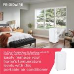Frigidaire 3-in-1 Smart Portable Room Air Conditioner with Wi-Fi 14,000 BTU (ASHRAE) / 10,000 BTU (DOE), Cools Up to 700 Sq. Ft., Quiet Operation, White