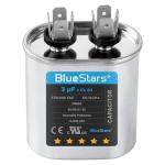 3uF mfd ±5% 370-440VAC Volt Oval Run Start Capacitor 50/60 Hz AC Electric Replacement Part by Blue Stars - Exact Fit for Central Air-Conditioners Heat Pumps Condenser Fan Motors AC Compressors