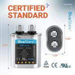 3uF mfd ±5% 370-440VAC Volt Oval Run Start Capacitor 50/60 Hz AC Electric Replacement Part by Blue Stars - Exact Fit for Central Air-Conditioners Heat Pumps Condenser Fan Motors AC Compressors
