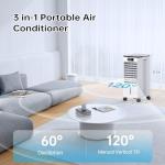 Feculs Portable Air Conditioners No Windows Needed, 3-IN-1 Swamp Cooler, Evaporative Air Cooler, 4 Modes & 3 Speeds, 2-Gal Water Tank for Long Cooling, Max 20 FT/S Remote Control, 12 Hours Timer