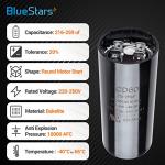 [Original Version] BlueStars 216-259 uF MFD 220-250 VAC 50/60 Hz SC0080 CD60 Round Motor Start Capacitor Replacement Part - Fit for AC Motor Run or Fan Start and Cool Heat Pump Air Conditioner