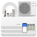 COSTWAY 30k Tri 3 Zone Mini Split Air Conditioner, 23 SEER2, 9k+9k+18k BTU, 208-230V, Wifi Enabled Multi Zones Mini Split AC Heat Pump Full Set, Ductless Energy Star