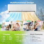 COSTWAY 18K BTU Dual 2 Zone Mini Split AC/Heating System, 22 SEER2 12,000 + 12,000 BTU Wall Mount Ductless Inverter Air Conditioner, Pre-Charged, Compatible with Alexa(Greenforce Series)
