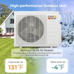 COSTWAY 18K BTU Dual 2 Zone Mini Split AC/Heating System, 22 SEER2 12,000 + 12,000 BTU Wall Mount Ductless Inverter Air Conditioner, Pre-Charged, Compatible with Alexa(Greenforce Series)