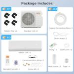 COSTWAY 18K BTU Dual 2 Zone Mini Split AC/Heating System, 22 SEER2 12,000 + 12,000 BTU Wall Mount Ductless Inverter Air Conditioner, Pre-Charged, Compatible with Alexa(Greenforce Series)