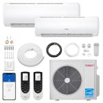 TOSOT 30,000 BTU Dual 2 Zone Mini Split Air Conditioner with Heat Pump, 21 SEER2, 230V, Wifi-Enabled Ductless Inverter Split System with 16.4 ft Copper Line Set, 12,000 +18,000 BTU, Muse Series