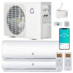JustSmart 20000 BTU Dual Zone WIFI Mini Split AC/Heating System, 20 SEER2 208-230V (9K + 9K) Ductless Split Air Conditioner with Pre-Charged Condenser & Heat Pump, Not Include Copper Tube Line Set