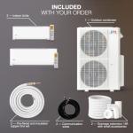 Cooper & Hunter 48,000 BTU Dual 2-Zone 24K + 24K BTU Wall Mount Ductless Mini Split Air Conditioner & Heat Pump – 23.4 SEER2 – 25FT Installation Kits – R-410A Refrigerant Pre-Charged – Inverter