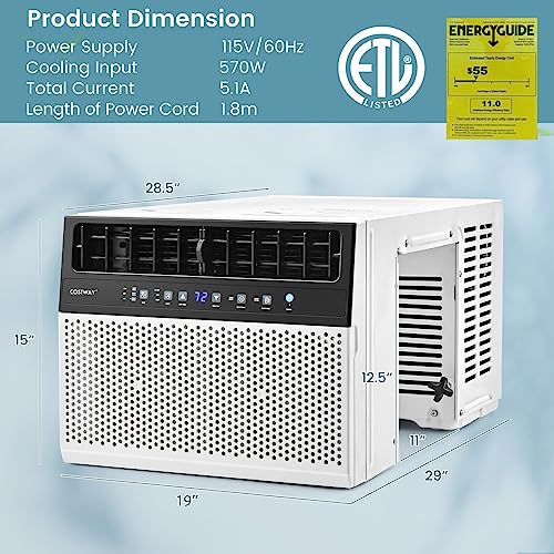 COSTWAY 10000 BTU Over-the-Sill Window AC Unit
