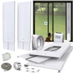 Gulrear Max 105" Sliding Door AC Vent Kit with Security Lock & 2 weather strippings Energy Saving Airtight Universal 5.0/5.9 Inch AC Hose Coupler Portable AC Balcony Door/Window Seal Plates kit