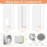 Gulrear Max 105" Sliding Door AC Vent Kit with Security Lock & 2 weather strippings Energy Saving Airtight Universal 5.0/5.9 Inch AC Hose Coupler Portable AC Balcony Door/Window Seal Plates kit