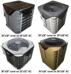 MODERN WAVE - 2 (Two) Central Air Conditioner Covers for Outside Units 36 x 36 inch - 1 (One) Top Universal Mesh Cover and 1 (One) Winter Waterproof Outdoor AC Defender Cover (Black, 36" x 36")