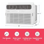 Frigidaire 8,000 BTU Window Air Conditioner with Supplemental Heat, Cools & Heats Up to 350 Sq. Ft., Remote Control, Quiet Operation, Eco Mode, 3 Fan Speeds, White