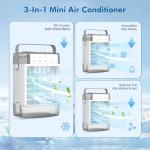 Portable Air Conditioners, 3-in-1 Portable AC Unit, Personal Mini Air Conditioner With 1000ml Water Tank, 2/4/6H Timer, USB Charging Small Cooling Fan (Include 5V 2A Adapter) For Indoor Office Bedroom