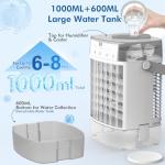 Portable Air Conditioners, 3-in-1 Portable AC Unit, Personal Mini Air Conditioner With 1000ml Water Tank, 2/4/6H Timer, USB Charging Small Cooling Fan (Include 5V 2A Adapter) For Indoor Office Bedroom