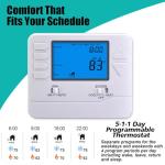 Suuwer 5-1-1 Day Programmable Thermostats for Home 1 Heat/ 1 Cool Conventional Single-Stage Systems