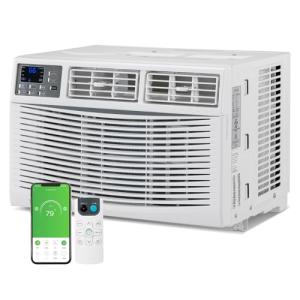 Bonnlo WIFI-Enabled 14000 BTU Air Conditioner Window Unit, Energy Saving Room Air Conditioner, AC Unit with Remote Control & Timer Function Ideal for Rooms up to 700 Square Feet, 115V/60Hz, White