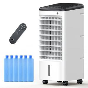 Windowless Portable Air Conditioners with Remote,Ventless Ac Unit Ductless Air Cooler,Hoseless Quiet Evaporative Oscillating Swamp Cooler, 6 Ice Box for Bedroom Indoor Outdoor Office Room