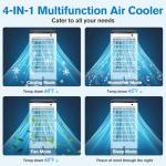 Windowless Portable Air Conditioners with Remote，Ventless Ac Unit Ductless Air Cooler,Hoseless Quiet Evaporative Oscillating Swamp Cooler, 6 Ice Box for Bedroom Indoor Outdoor Office Room