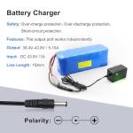 KBT 36V 5Ah Rechargeable LiFePO4 Battery Pack with Charger, Charging Cable, Cable Connector, Build-in 10A BMS