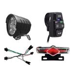 XBERSTAR 3 in 1 Bicycle Lithium-ion Conversion Accessories ebike ebike Light kit Headlight Tail Light Horn DK336 E-Bike Light Sets LCD Display (Light Sets)