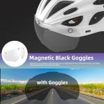 ROCKBROS Bike Helmet for Adult Men Women with Suggested Fit 58-62cm, Removable Goggles & Sun Visor, Lightweight with Adjustable Side and Chin Strap, Suitable for Myopia Glasses