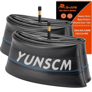 20x4.0 Heavy Duty Fat E-Bike Tubes AV48mm Schrader Valve 20'' Inner Tubes 20x4.0/4.5 (102/114-406) Compatible with 20 x 4 20x4 1/4 20x4.25 20x4.50 E-Bike Bicycle Fat Tire Tubes 2-PCS