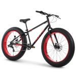 Huffy Maunga Mens Fat Tire Bike, 4-Inch Knobby Tires, Off-Road Mountain Bike, Dual Disc Brakes, Steel Frame, 7-Speed Shimano Twist Shifting
