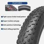 Hycline Fat Bike Replacement Tire: 26x4.0 Inch Puncture Resistant Folding MTB Bicycle Tires, All Terrain High-Density Bike Tires with Street or Trail Riding-Black