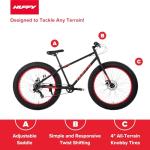 Huffy Maunga Mens Fat Tire Bike, 4-Inch Knobby Tires, Off-Road Mountain Bike, Dual Disc Brakes, Steel Frame, 7-Speed Shimano Twist Shifting